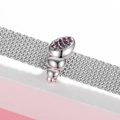 925 silver multi-layer tower charm with purple gems on a mesh bracelet - Purple Gem Spiral Style (PR0092)