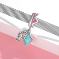 925 silver charm with pink and blue enamel and diamonds on mesh bracelet - Two-Tone Enamel Geometric Style (PR0093)