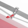 925 silver charm bead featuring a pink bow and a red enamel high heel pendant - Red High Heels Bow Style (PR0098)