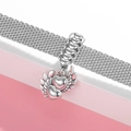 925 sterling silver double heart and angel wings charm on silver mesh bracelet - Angel Wings Double Heart Style (PR0099)