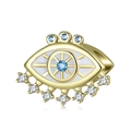 Abalorio de ojo turco en plata 925 con pestañas de circón azul para pulseras - Plata 925 / Dorado (PC1305)