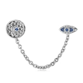 Cadena de seguridad de plata 925 con ojo turco azul y mandala para pulseras - Estilo de Ojo Turco Azul (PF0014)