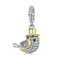 S925 Sterlingsilber Taube Anhänger mit Zirkonia für Halsketten und Armbänder - Vogel Mit Hut (PD0733) / 925er Silber