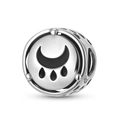 S925 sterling silver charm bead featuring a moon and three tears symbol in black enamel - Moon Blessing (PC1780)