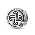 S925 sterling silver Solomon's Knot charm bead with black enamel details for bracelets - Solomon's Knot (PC1773)