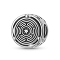 Polished S925 sterling silver Hecate Wheel charm bead with intricate labyrinth and star detail - Hecate's Wheel (PC1775)