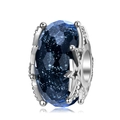 Blue star glass bead charm in 925 sterling silver with faceted design for charm bracelets - 925 Sterling Silver / Deep Blue (PH0052)