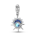S925 sterling silver sunburst charm with moonstone and blue zircon crystals - Starburst Motif (PD0991)
