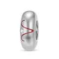 Detailed view of S925 sterling silver charm with red enamel and clear zircon inlay - Aries (PA0172-1)