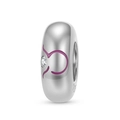 Detailed view of S925 sterling silver Taurus charm with purple enamel and zircon inlay - Taurus (PA0172-2)