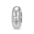 Detailed macro view of S925 sterling silver zodiac charm with sparkling white gemstone - Cancer (PA0172-4)