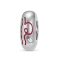 Dettaglio di charm in argento 925 con smalto rosso rosa e pietra di zircone scintillante - Bilancia (PA0172-7)