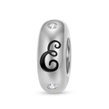 Detail von 925 Sterling Silber Charm-Perle mit schwarzem Buchstaben E und Zirkonia - Buchstabe E (PA0173-5)