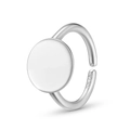 Detailed view of S925 sterling silver stamp on minimalist adjustable round ring - Minimalist Round Open Ring (DK0001)