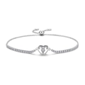 Detailed view of S925 silver Aries zodiac heart charm with cubic zirconia and slider clasp - Aries Style (PG0082-1)