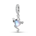 Colgante de rana de plata esterlina 925 con piedra de luna y detalles de circonita blanca - Plata de ley 925 / Forma de Rana (PD0941)