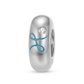 Macro di charm in argento 925 con lettera H in smalto blu e pietra in zirconia - Pesci (PA0172-12)