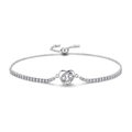 Macro detail of S925 silver Cancer zodiac heart bracelet with white zircon stones - Cancer Style (PG0082-4)