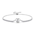 Macro shot of silver Leo zodiac heart bracelet with pavé cubic zirconia and slide clasp - Leo Style (PG0082-5)