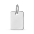 Polished S925 sterling silver rectangular pendant with decorative twisted bail detail - Rope Bail Rectangular Tag (DK0004)
