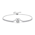 S925 sterling silver Libra zodiac heart bracelet with sparkling cubic zirconia inlay - Libra Style (PG0082-7)