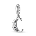 Close-up of S925 sterling silver letter C pendant with sparkling inlaid zircon stones - Letter C (PD1211C)