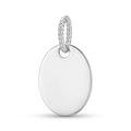 Polished silver oval pendant with twisted cable bail detail on a white background - Rope Bail Oval Tag (DK0005)
