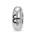 Close-up of S925 sterling silver Aries zodiac charm bead with black engraved lines - 925 Sterling Silver / Aries (PA0174-1)