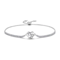 Close-up of S925 sterling silver heart bracelet with Capricorn zodiac zircon inlay - Capricorn Style (PG0082-10)