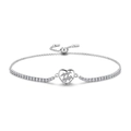 Macro shot of S925 silver Aquarius heart bracelet featuring zircon pavé and adjustable slide clasp - Aquarius Style (PG0082-11)