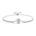 Detail of S925 silver adjustable bracelet with round charm and sparkling crystals - Advertising and Marketing Theme (PG0080) / 925 Silver
