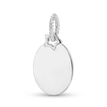 Macro detail of polished S925 sterling silver oval pendant with star charm connector - Star Rope Bail Oval Pendant (DK0008)