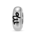 Gros plan d'une perle zodiaque Vierge en argent sterling S925 avec détails noirs - Argent sterling 925 / Vierge (PA0174-6)