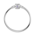 Silver bangle bracelet with purple gemstone and I Love Mom engraved clasp for Mother's Day - Smooth Bangle Style (PG0045) / 17cm