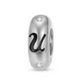 Makroaufnahme von 925 Sterling Silber Buchstabe U Charm mit Zirkonia und S925-Stempel - Buchstabe U (PA0173-21)