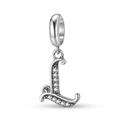 Macro shot of S925 sterling silver Letter L charm with sparkling zirconia inlay - Letter L (PD1211L)