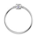 925 silver beaded charm bracelet with purple gem and I Love MOM engraving on square clasp - Smooth Bangle Style (PG0047) / 17cm