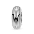 Makro-Detail des 925er Sterlingsilber-Charms mit Buchstabe W und Zirkoniasteinen - Buchstabe W (PA0173-23)