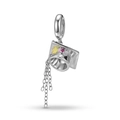 S925 sterling silver graduation cap charm with colorful zircon stones and tassels - 925 Sterling Silver / Colorful Zircon Graduation Cap (PD1011)