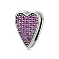 Charm a cuore in argento S925 con zirconi rosa pavé per bracciali di perline - Cuore Pavé Rosa (PR0044)