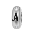 Polished 925 sterling silver alphabet A charm bead with sparkling cubic zirconia accents - Letter A (PA0173-1)