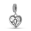 Macro view of S925 sterling silver Leo heart pendant with clear zircon and S925 hallmark - Leo(PD1215-5) / Silver