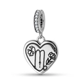 Macro detail of S925 sterling silver Virgo zodiac heart charm with cubic zirconia - Virgo(PD1215-6) / Silver