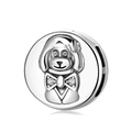 Charm cane cartone animato in argento S925 con fiocco in zirconi per bracciali - Cane con Fiocco (PR0046)