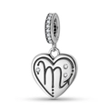 Macro shot of S925 sterling silver Scorpio heart charm with zircon inlay and S925 stamp - Scorpio(PD1215-8) / Silver