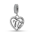 Detailed view of S925 sterling silver heart Capricorn pendant with cubic zirconia - Capricorn(PD1215-10) / Silver