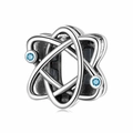 Atomic orbit charm in S925 sterling silver with blue zircon accents for bracelets - Atomic Orbital Model (PR0056)