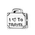 Charm valigia in argento S925 con incisione I Love To Travel per braccialetti - Forma Valigia (PR0051)