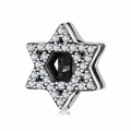 Ciondolo esagonale in argento S925 con zirconi incastonati per bracciali gioielli - Esagramma Pavé (PR0055)