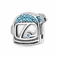 Charm a casco di astronauta in argento con zirconi blu per bracciali componibili - Casco da Astronauta (PR0058)